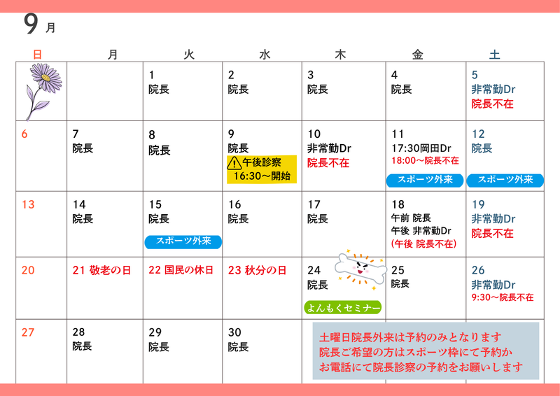 今月の診察スケジュールのアイキャッチ画像